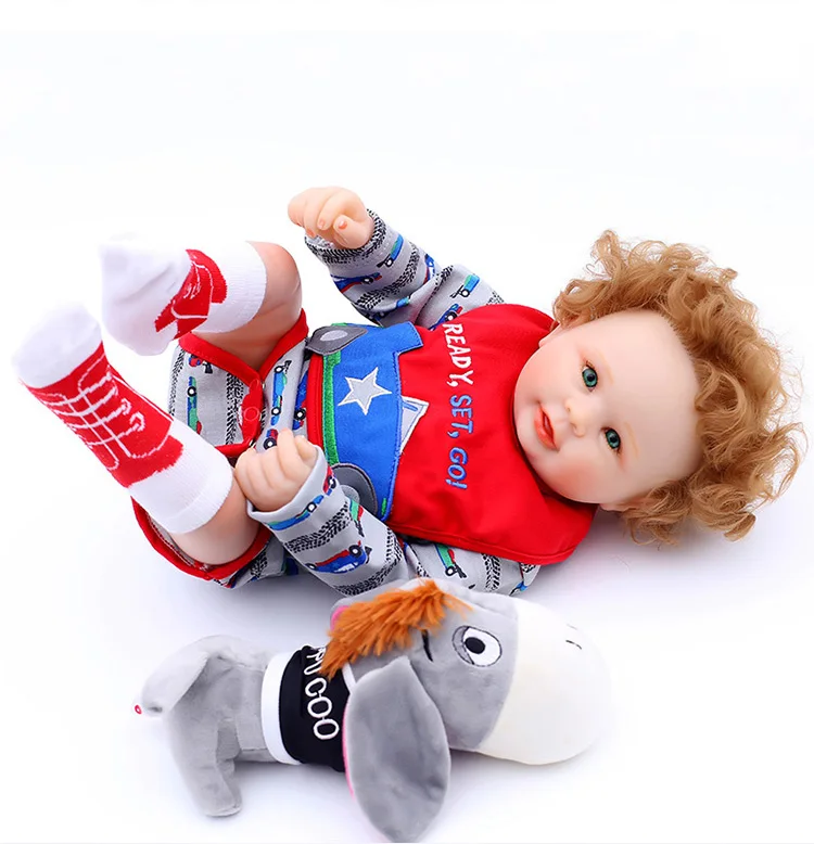 Brown curly hair Bebe reborn silicone baby boy dolls 50cm can Washed newborn babies alive bonecas menino DIY toy | Игрушки и хобби