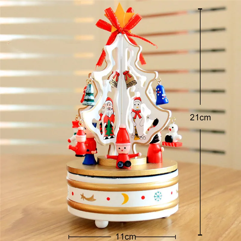 Рождественские украшения для дома деревянная вращающаяся Рождественская елка