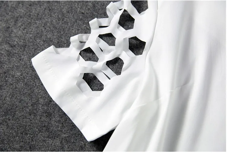 Hot 2014 New Women's Clothing Set Hollow Oout Short Sleeve Top+Printing Pencil Pants Fashion Two Piece Suit Free Shipping | Женская