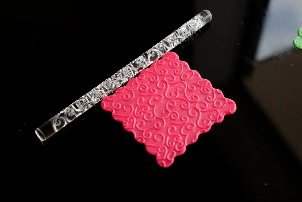 Прозрачная акриловая скалка для помадки с тиснением вершина кексов