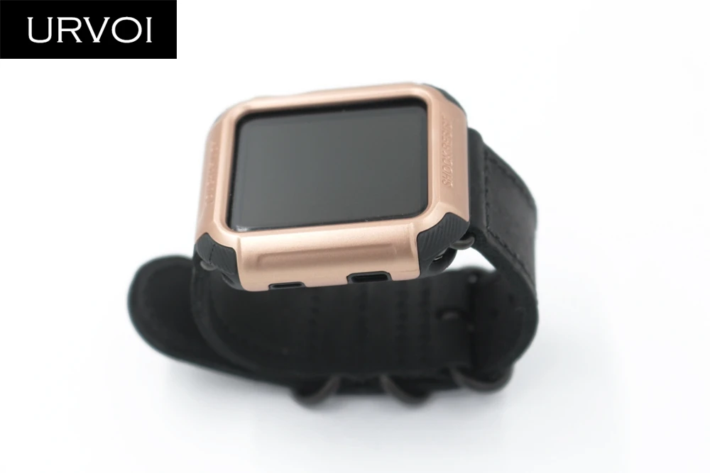 Чехол URVOI для Apple Watch series 3 2 1 pc, жесткий защитный силиконовый чехол для iWatch, металлический дизайн 38 42 мм