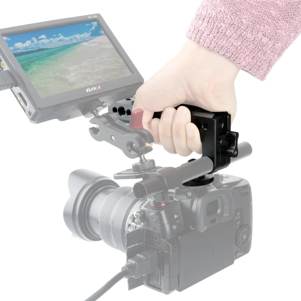 NICEYRIG камера ручка Верхняя ручка Сырная ручка DSLR камера клетка верхняя ручка с 15 мм стержень отверстие Холодный башмак Горячий башмак 1/" 3/8"