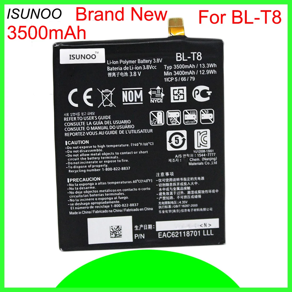 

ISUNOO 5 шт./лот 3500 мАч BL-T8 батарея для LG G Flex F340S D950 D955 D958 D959 LS995 BLT8 батарея