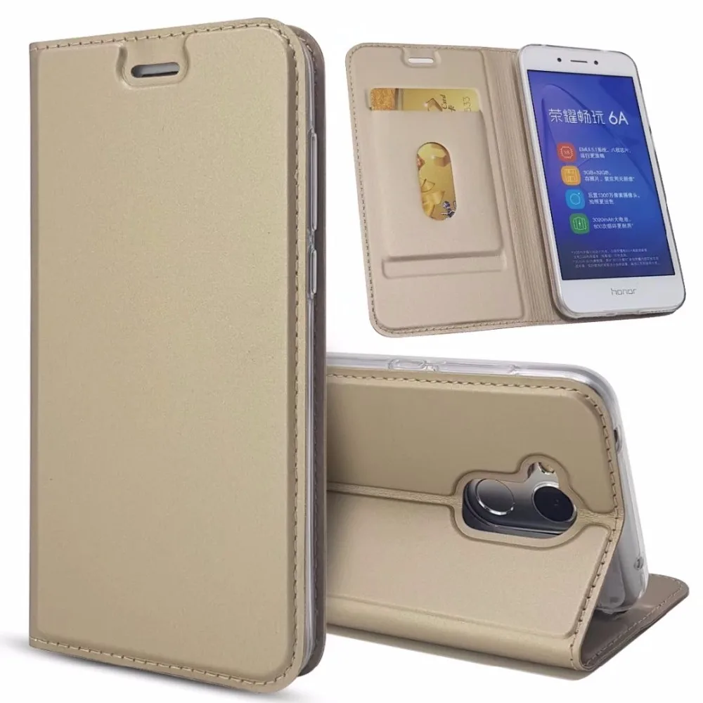 Раскладной Магнитный чехол-книжка для Huawei Honor 6A с подставкой и отделением карт