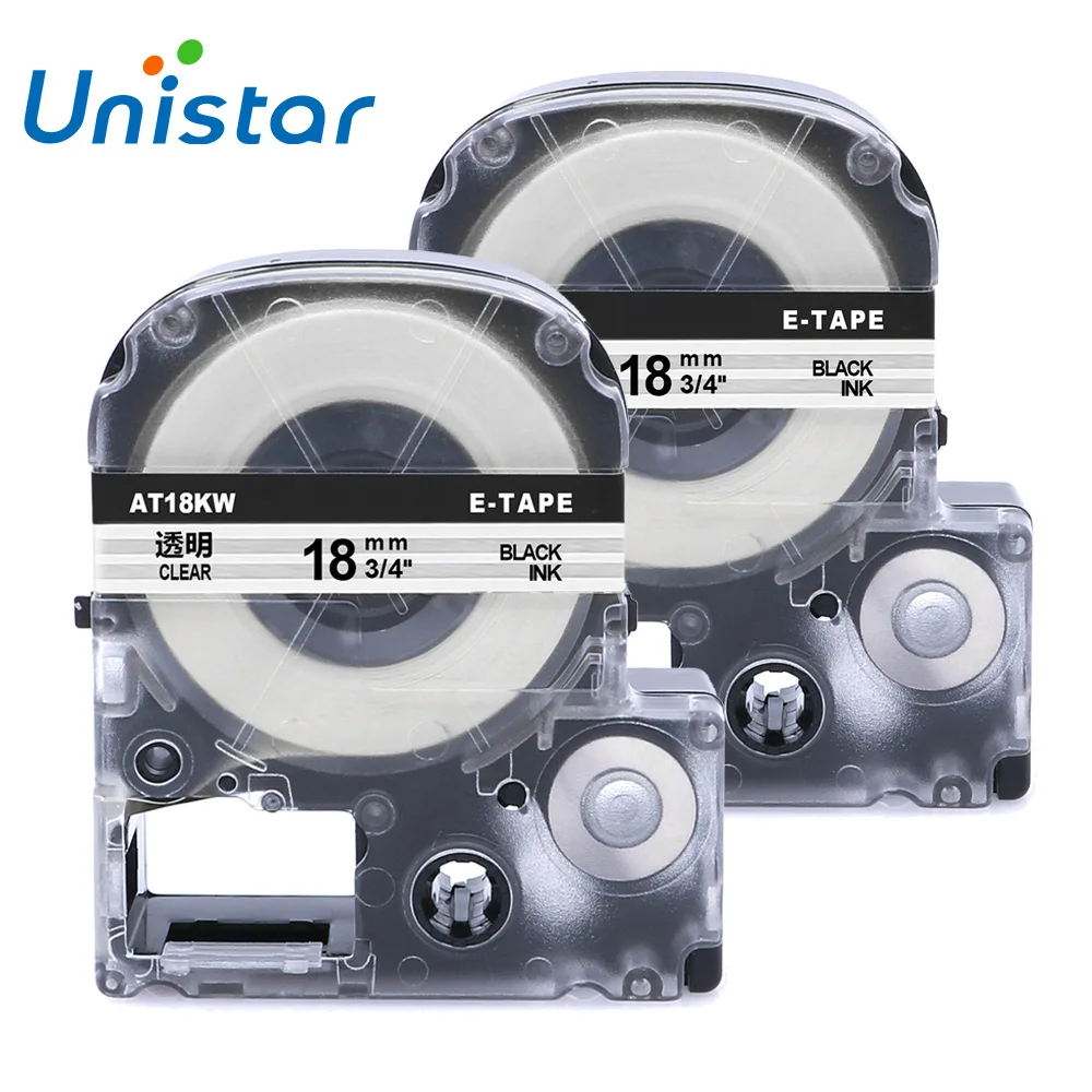 2 шт./лот ST18K Epson совместимый и King Джим 18 мм черный прозрачный ярлык кассеты для LW 300