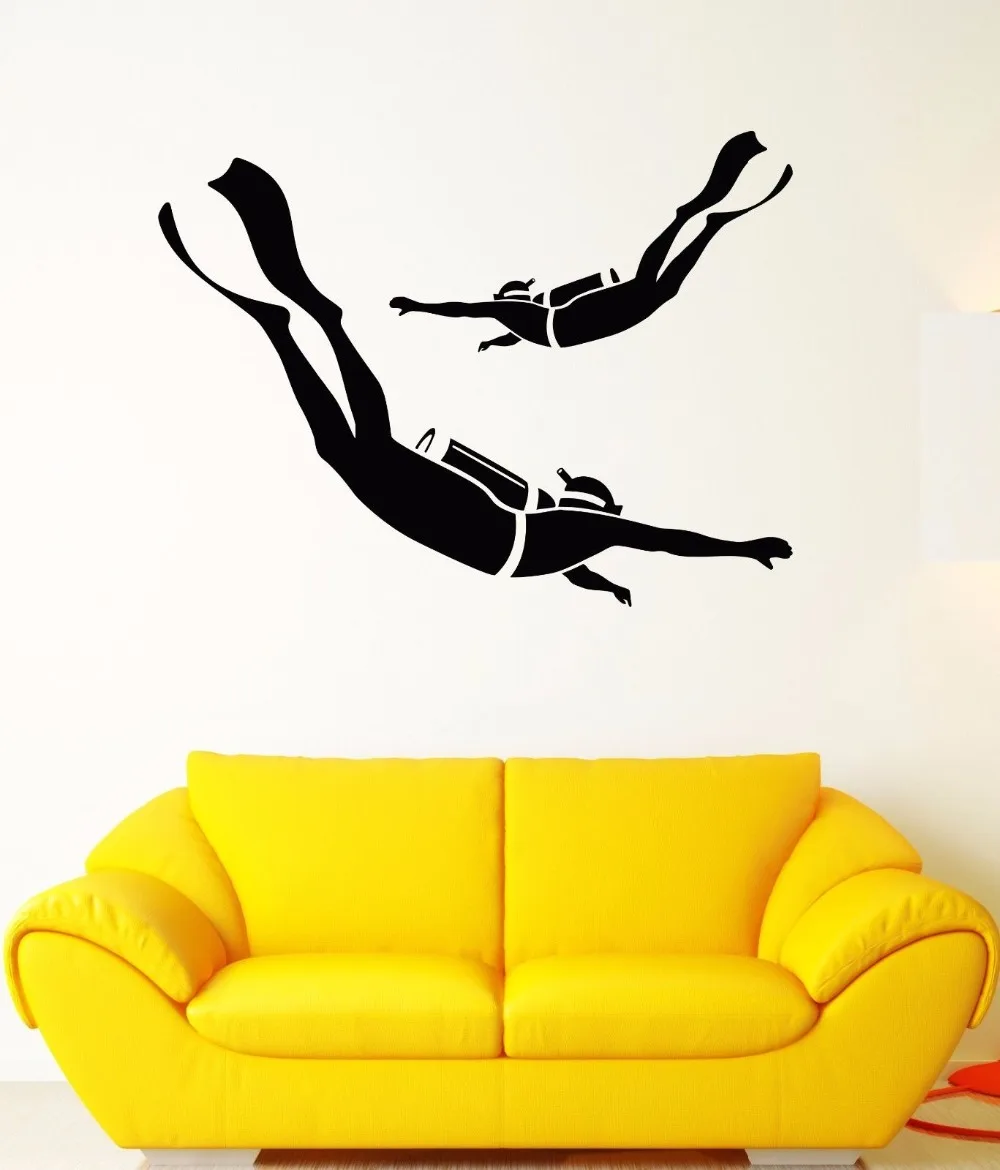 Fashion Wall Decal Sport Aqualung Diving Ocean Divers Mural Vinyl Stickers for living room bedroom | Дом и сад