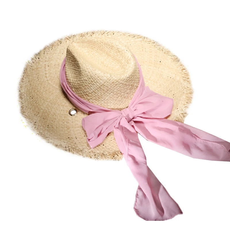 Рафия соломенная шляпа солнце пляж шляпы для женская летняя обувь широкополая