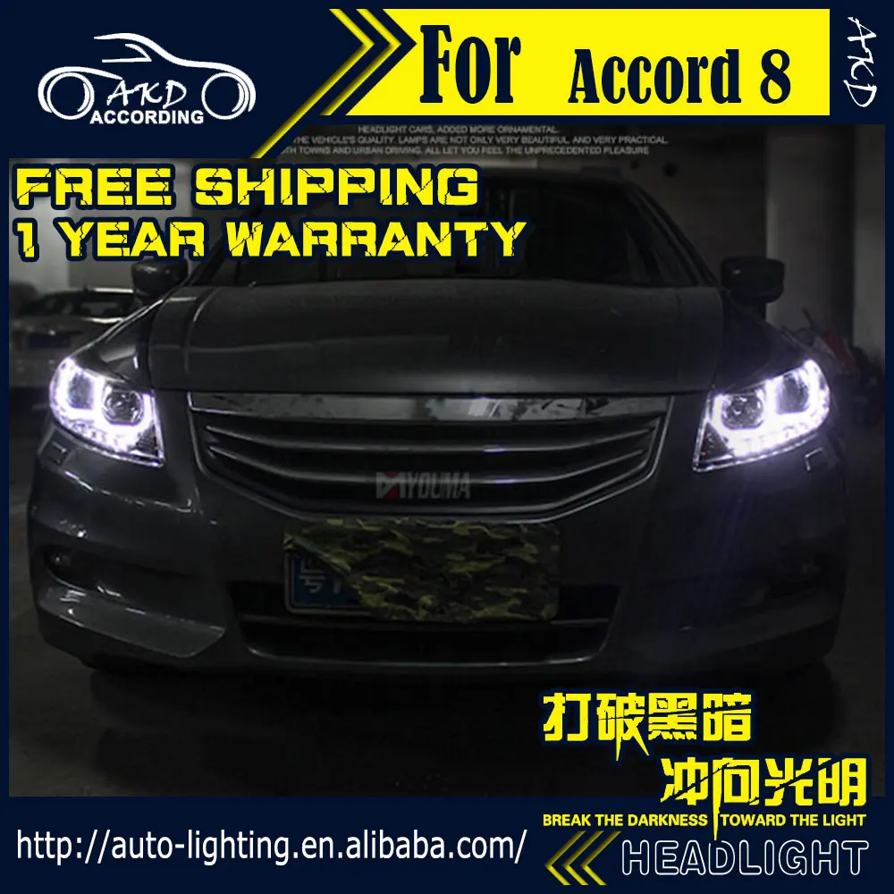 AKD автостайлинг фары для Honda Accord 2008 2012 светодиодный ные DRL H7 D2H Hid опция ангельский