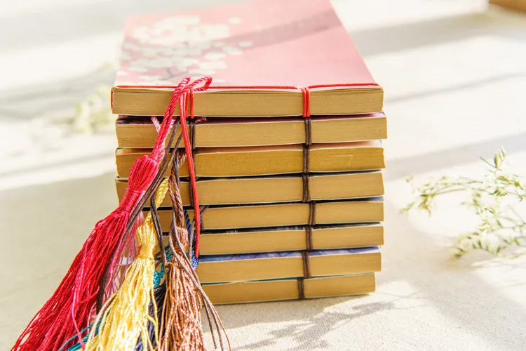 Классический китайский стиль с ручным швом с записная книжка записка кисточкой Мини Античная крафт Бумага пустой сообщение Тетрадь канцелярских принадлежностей