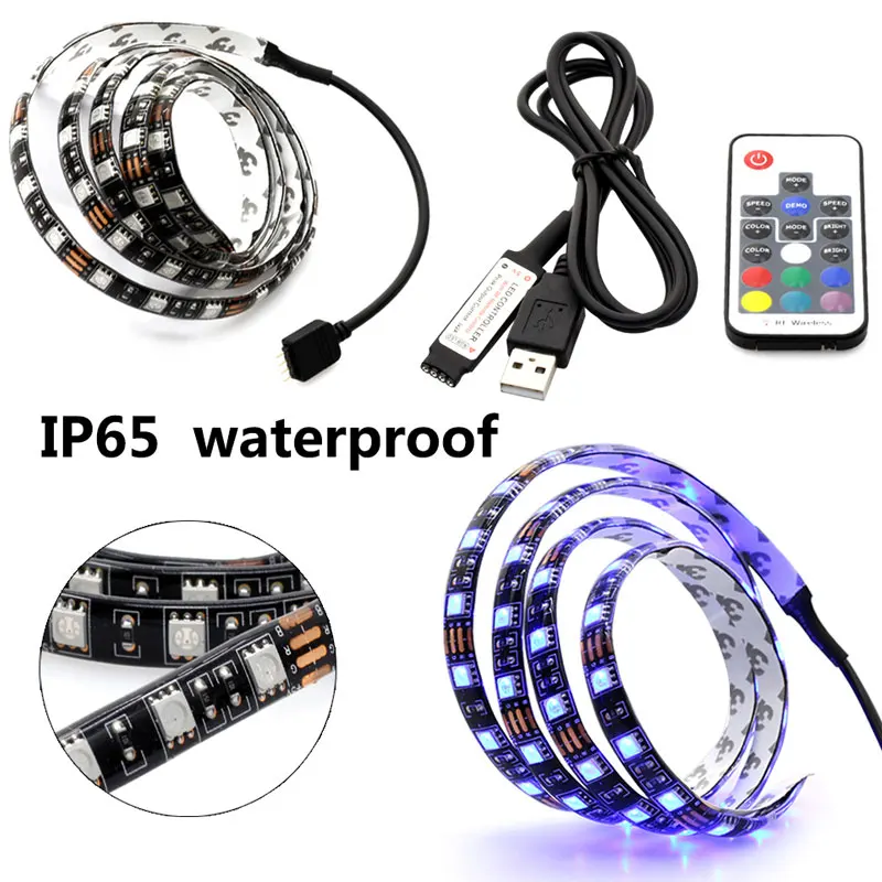 ТВ PC фон Светодиодная лента освещение 60 светодиодный s/m DC 5 V USB SMD5050 RGB с 17Key RF
