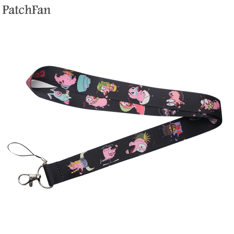 Patchfan смелость трусливая собака мультфильм брелок ремешок тесьма лента шейный ремень para id значок держатели для телефонов ожерелье A1423