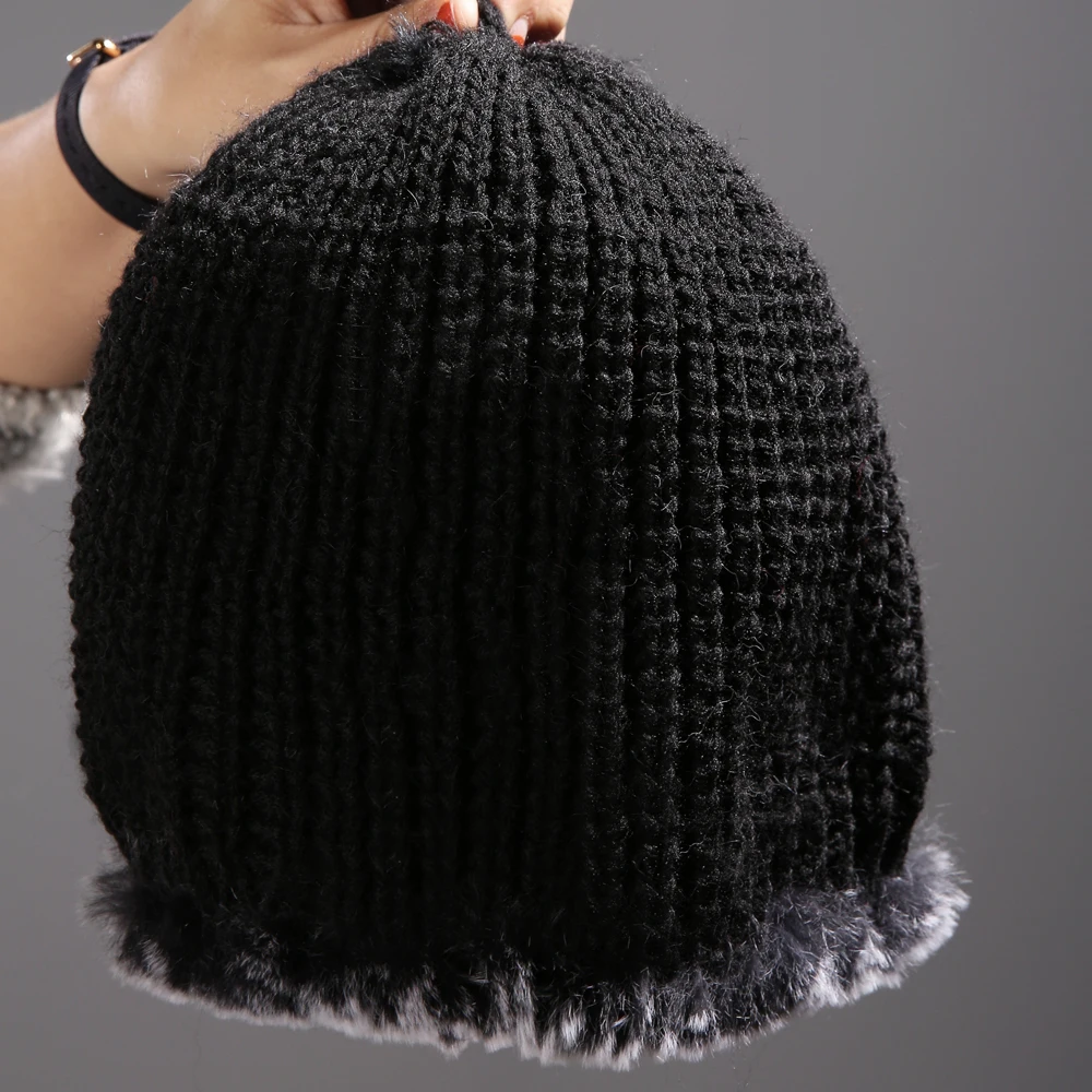 2020 зимние Настоящий мех кролика шапки для женщин обувь на теплом меху мягкие