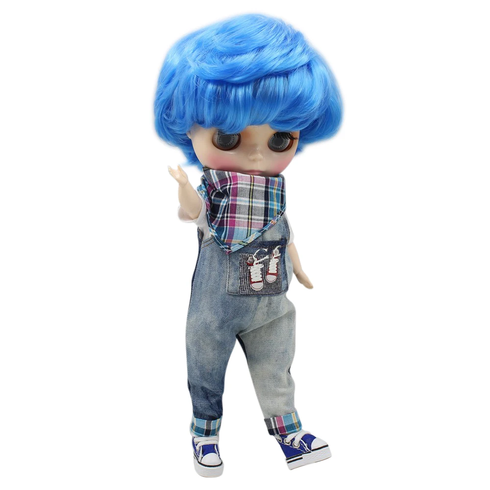 Ледяной DBS Blyth кукла 1/6 30 см синий короткий волос Блестящий лицо Жир Тела