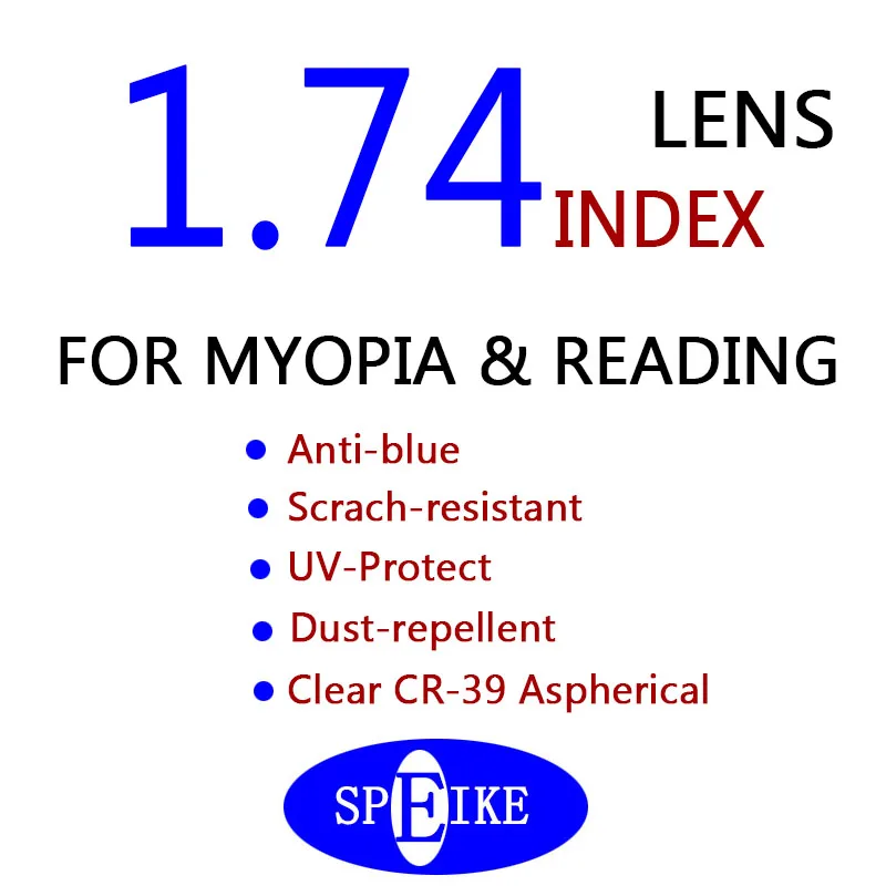 with 1.74 lens 3025 Модные очки пилота speike очки для мужчин для женщин оправа предложение 1,74 очки для чтения при близорукости анти синие линзы Рецептурные очки - Цвет оправы: with 1.74 lens