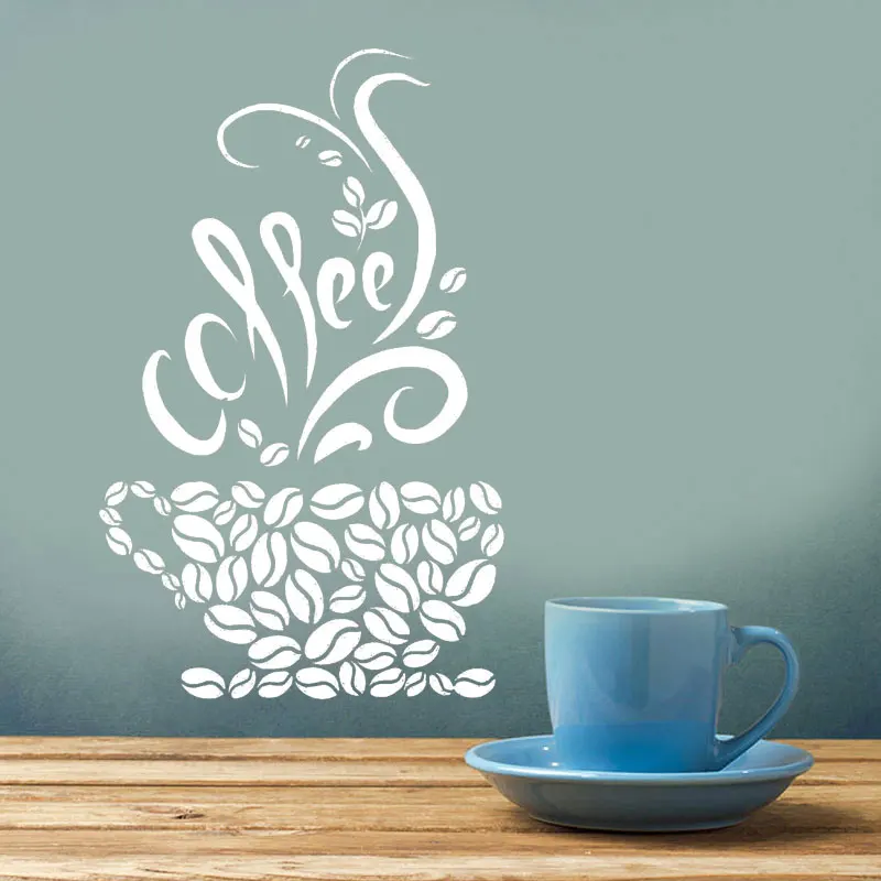 

Coffee Beans Cups Cafe Kitchen Pub Restaurant Vinyl wall sticker art Decor Creative design decal Mural Wallpaper 3182