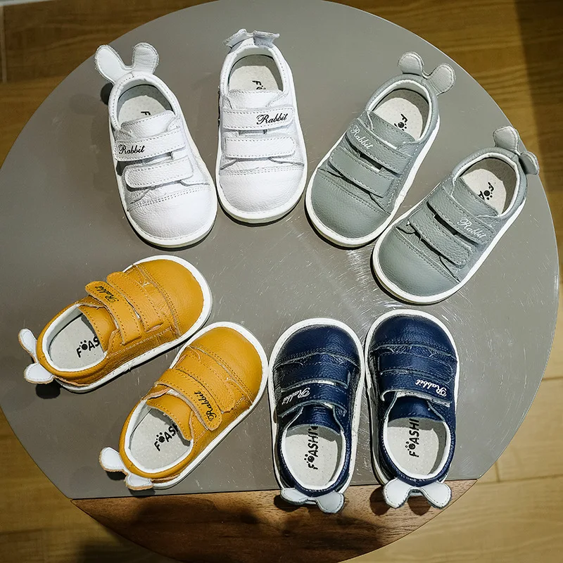 0-1 Years Old Infant Boys Girls Real Leather Casual Crib Shoe Rubble Sole Cute Rabbit Ear Soft Walking for Baby's | Мать и ребенок