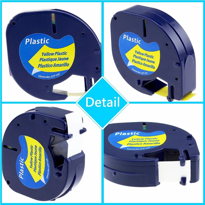 Labelife 3 шт. Dymo 91332 (91222 91202 59423 пластиковая лента черная на желтом 12 мм совместимая