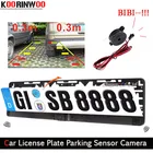 Автомобильная камера Koorinwoo с рамкой для номерного знака европейского стандарта, Автомобильная камера заднего вида IP68, Автомобильный датчик парковки, 2 радара, автомобильный детектор BIBI Sound