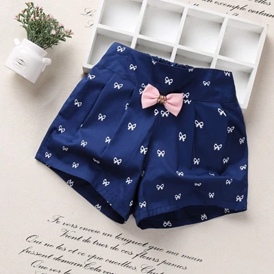 Bow Navy Шорты для девочек летние детские шорты с героями мультфильмов, лидер продаж, штаны с тремя точками, пляжные шорты ярких цветов - Цвет: Bow Navy