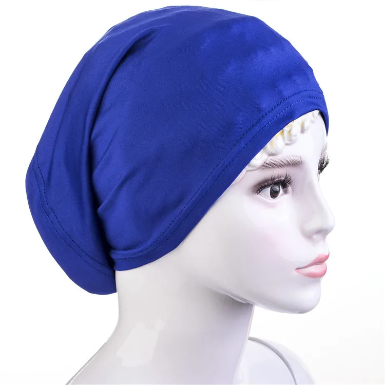 Royal Blue Мягкая мусульманская полностью покрывающая хлопковая внутренняя женская мусульманская хиджаб шапка исламский подшарф головной убор шапка YS541 - Цвет: Royal Blue