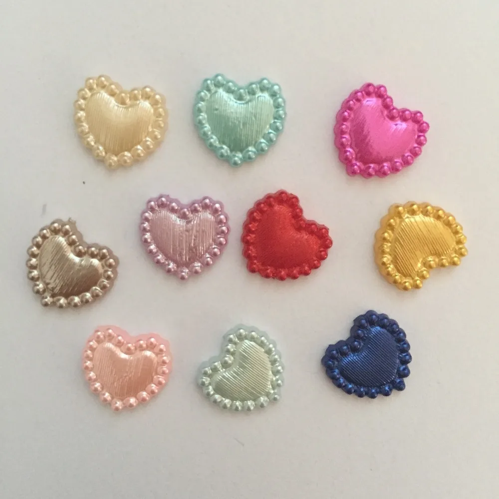 

500pcs 10mm mixed plastic Heart shaped Pearls Gems Craft Decoration DIY Laptop B06A*5