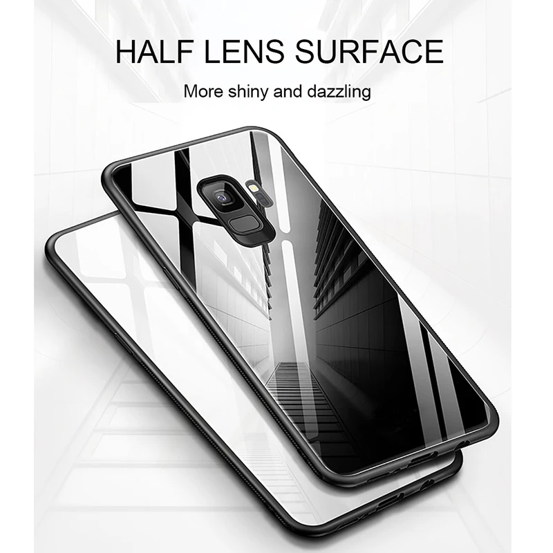 Shockproof Hybrid Soft TPU Silicone Bumper 9H Tempered Glass Hard Black Cover for Samsung Galaxy S7 edge S8 S9 Plus S8Plus Case |