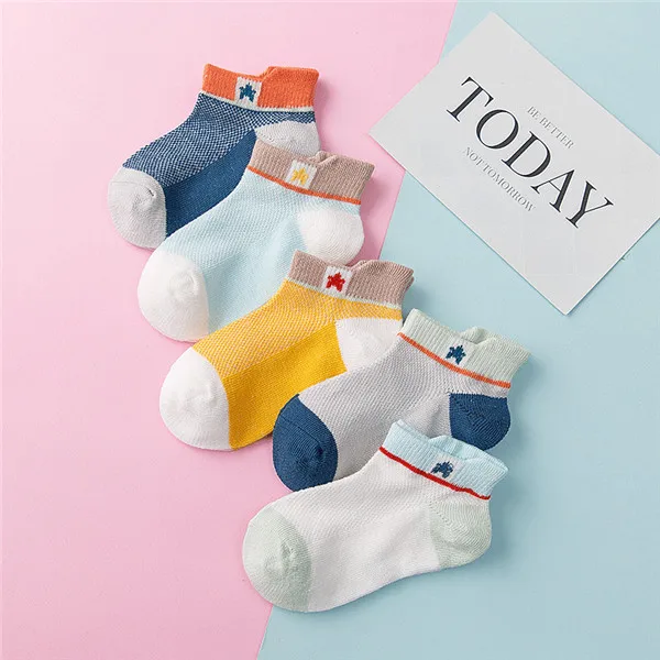 SS19-033 5 пар в партии; Новинка года; Детские хлопковые носки. Милые дышащие сетчатые носки с героями мультфильмов для маленьких мальчиков и девочек. Летняя одежда для От 1 до 12 лет - Цвет: SS19-033