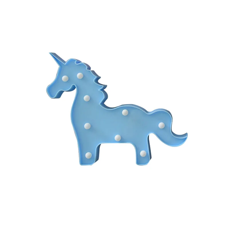 Unicorn blue 1 шт. Фламинго светодиодный ночной Светильник свечение в виде единорога из мультфильма головы ананас Фонари Рождество Свадебные украшения тропический вечерние поставки - Цвет: Unicorn blue