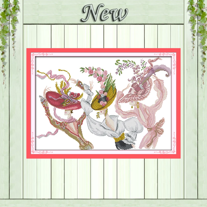 

The dance of hat beauty decor painting counted print on canvas DMC 11CT14CT Chinese Cross Stitch kits embroidery needlework Sets