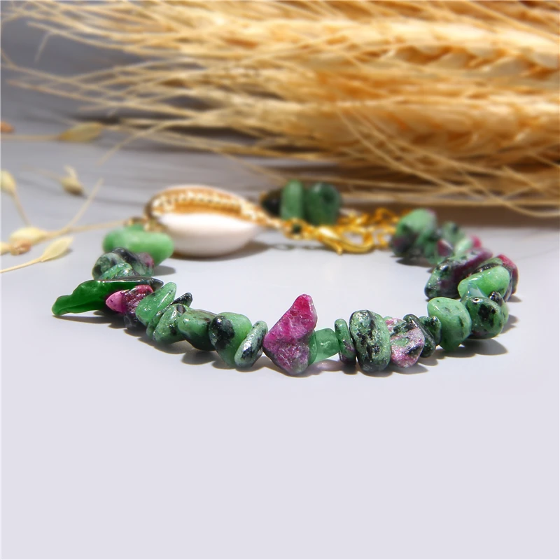 Crystal quartz beads bracelet for women female femme ladies trendy orange chuips Gravel Shell Charm Bracelet handmade | Украшения и
