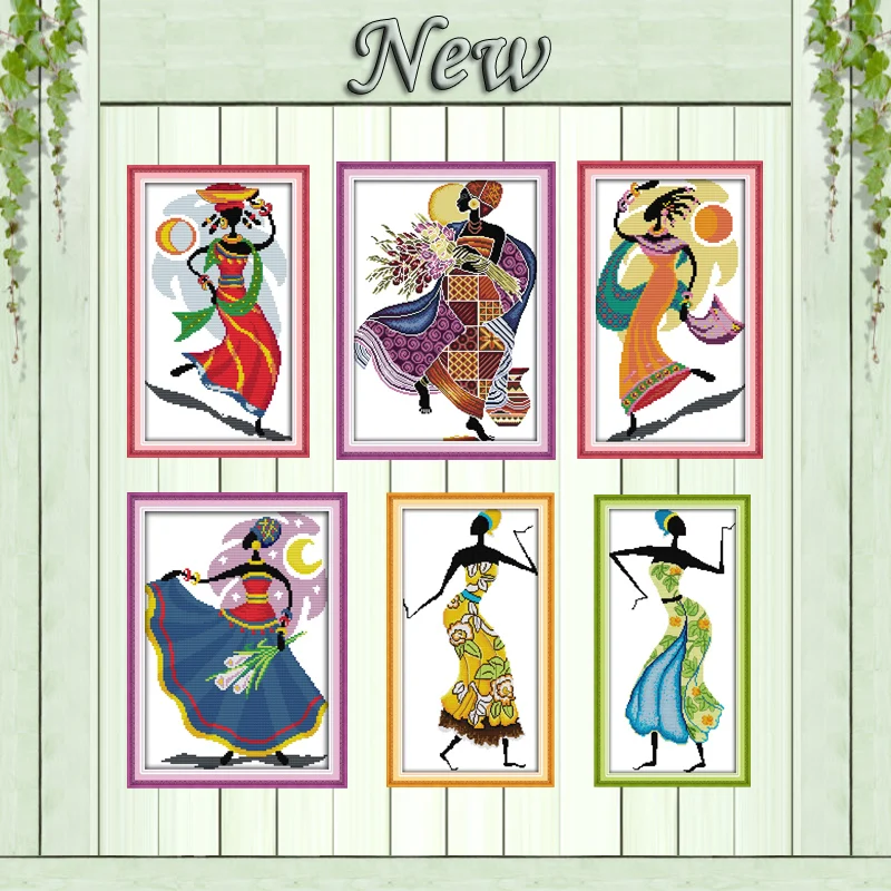 Набор для вышивки Африканской девушкой крестиком напечатанный на холсте DMC 11CT