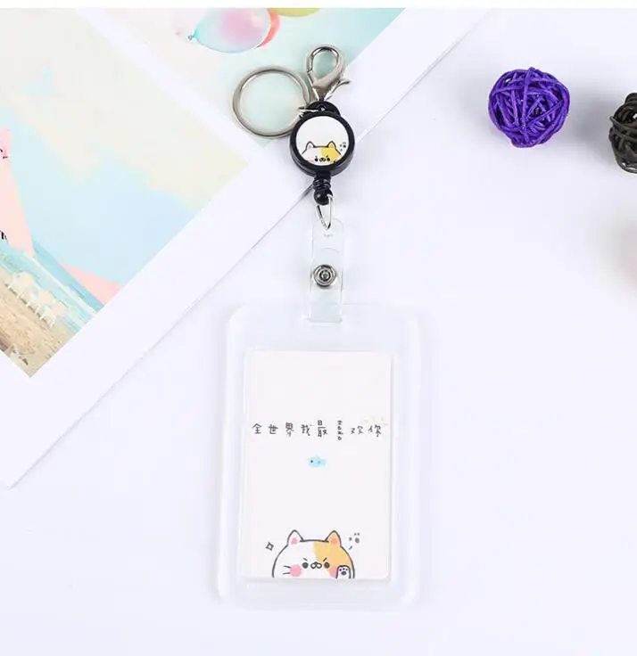 Kawaii Cat выдвижной держатель значка для работы прозрачный держатель Id Имя тег держатель выдвижной брелок - Цвет: NO.05