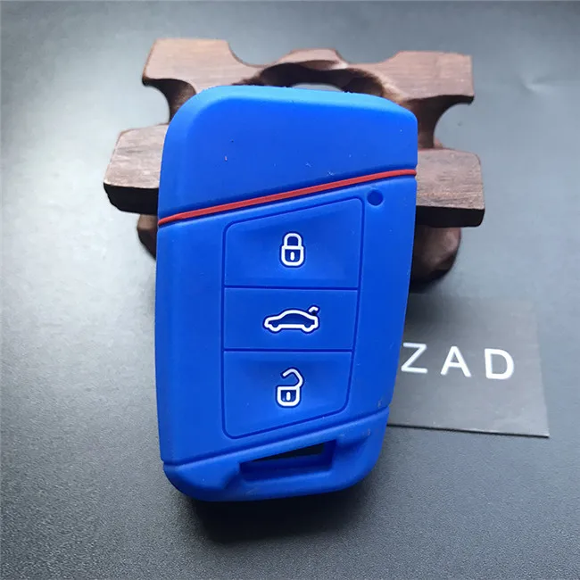 ZAD силиконовый чехол для ключей автомобиля для VW Volkswagen Passat B8 B7 CC Skoda Superb A7 Magotan Tiguan MK2 аксессуары - Название цвета: Синий