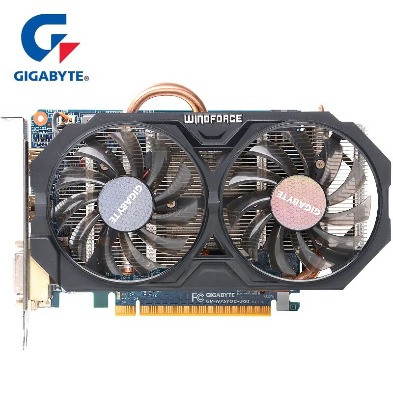 Видеокарта GIGABYTE WINDFORCE GTX 750 Ti с видеокартой NVIDIA GeForce gtx ti GPU 2 ГБ GDDR5 128 бит для ПК