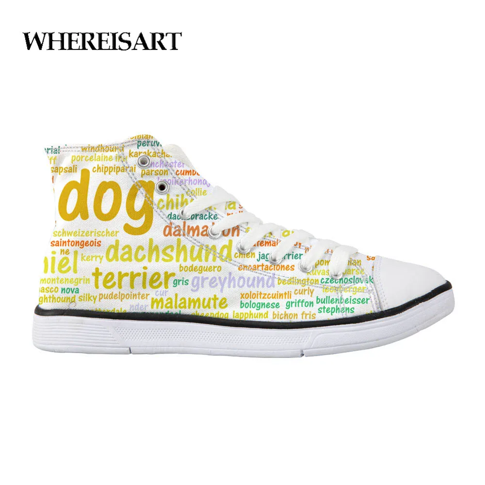 WHEREISART/Женская парусиновая обувь с разными собачками Женская Повседневная