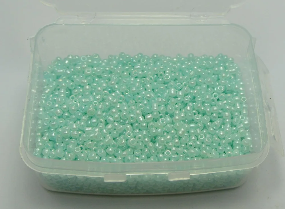 5000 Цейлонские жемчужные пастельные синие стеклянные бусины 2 мм (10/0) + коробка для