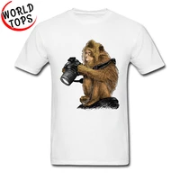 monkey photographer funny t shirts high quality fashion plain white t shirt for men large size 3xl