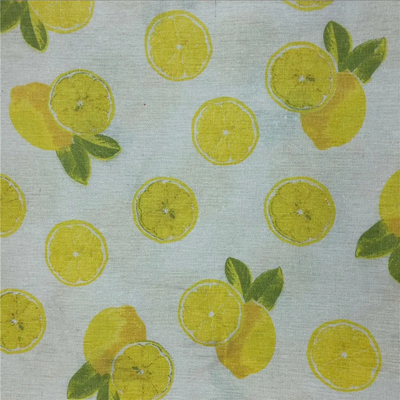 Хлопчатобумажная льняная ткань HMS материал для рукоделия принт фруктов лимона