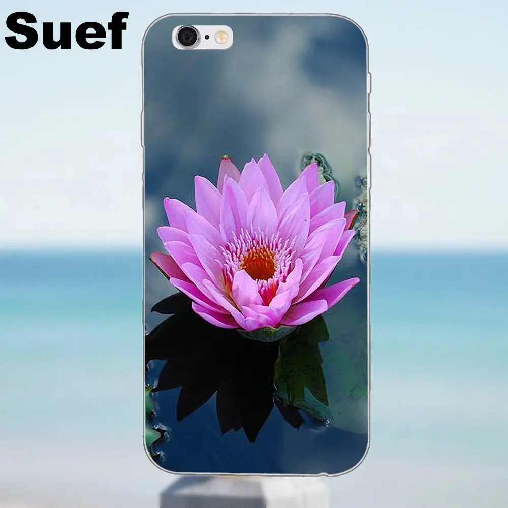 Розовый белый цветок лотоса мягкий популярный хит для iPhone 4 4S 5 5S 5C SE 6 6S 7 8 Plus X Samsung