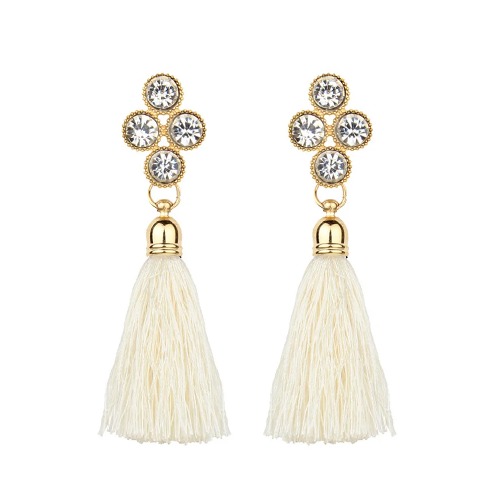 4 цвета модные стразы шерстяной веревки Ленточки серьги великолепный Jewelry Для