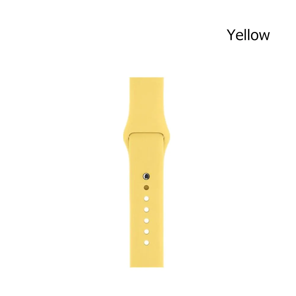 yellow Классический спортивный силиконовый ремешок для Apple Watch серии 5 4 3 2 мягкий сменный ремешок для iWatch 38 42 мм ремешок 40 44 мм браслет - Цвет ремешка: yellow