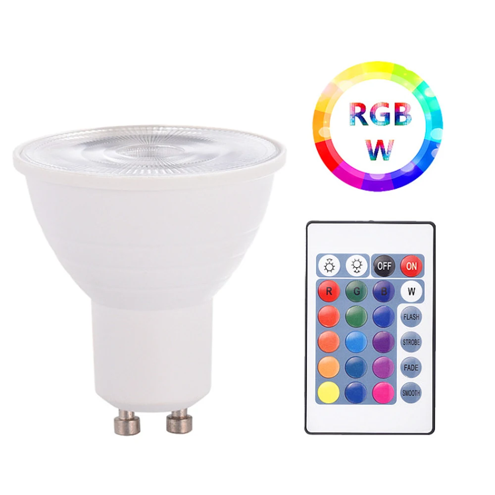 GU10 RGB Лампочка Bombillas Светодиодная лампа 5 Вт E27 MR16 RGBW с регулируемой яркостью 85 265 в