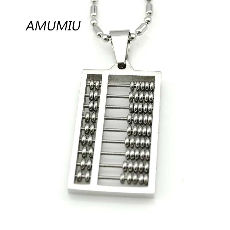 AMUMIU 2021 Модное Новое ожерелье с подвеской Abacus 316L из нержавеющей стали