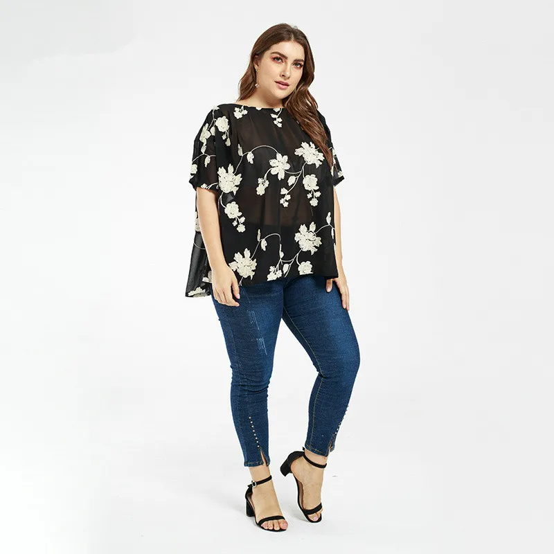 New women's Shirt Spring And Summer women blouses Loose Personality Large Size Print Simple Lace womens tops and |