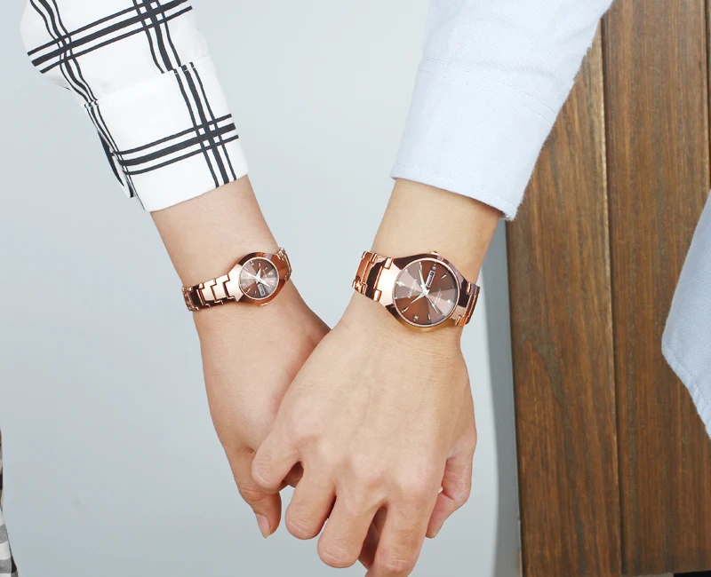 Couple Watches for Lovers Kingnuos Brand Quality Quartz Wrist Watch Men and Women Watches Date Week Luminous Display Pair Hours