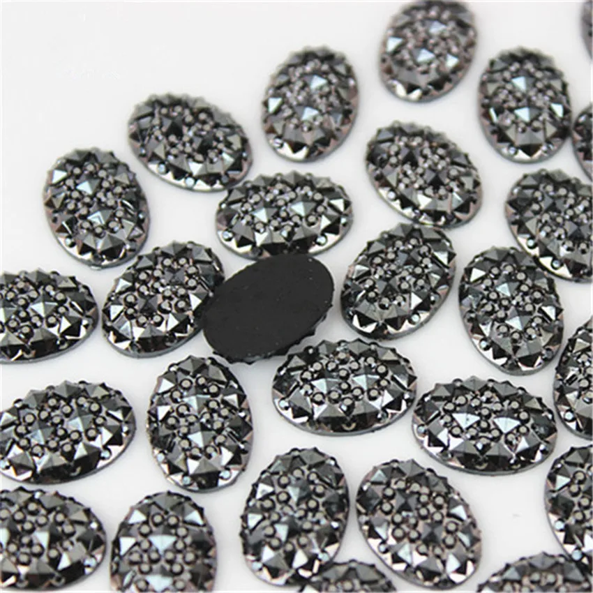 

Micui 100PCS 10*14mm Oval Flatback Resin Rhinestones Crystal Stone Applique For Crafts Jewelry Accessories MC598