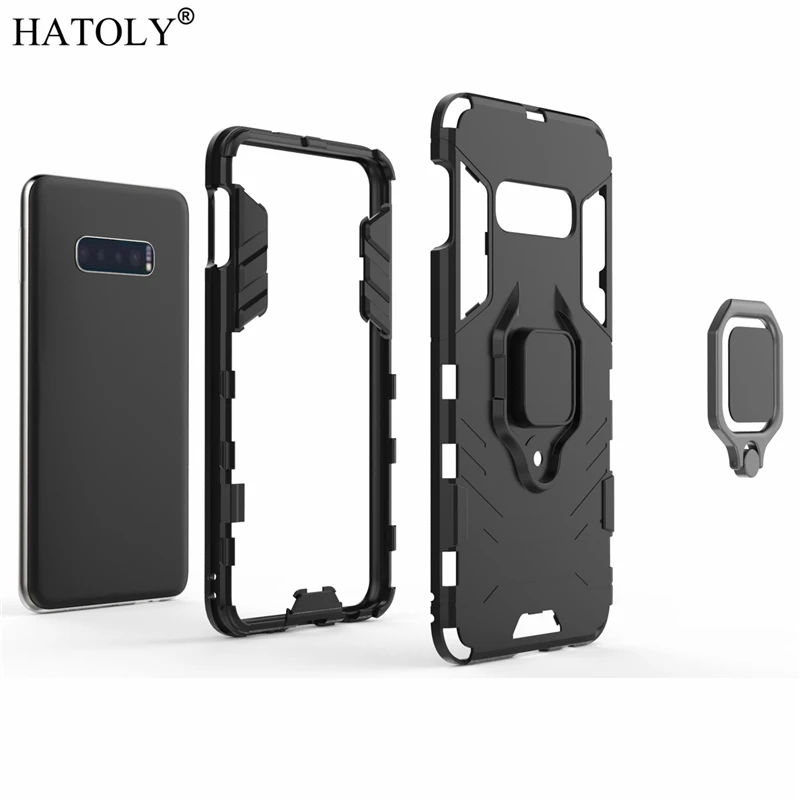 HATOLY For Samsung Galaxy S10e Case Cover Magnetic Suction Ring Bracket Cases Silicone Hard Armor Back for | Мобильные телефоны и