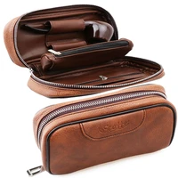 scotte leather smoking pipe bag for 2 pipes classic case tobacco pouch cigarette storage container tool accessories dropshipping