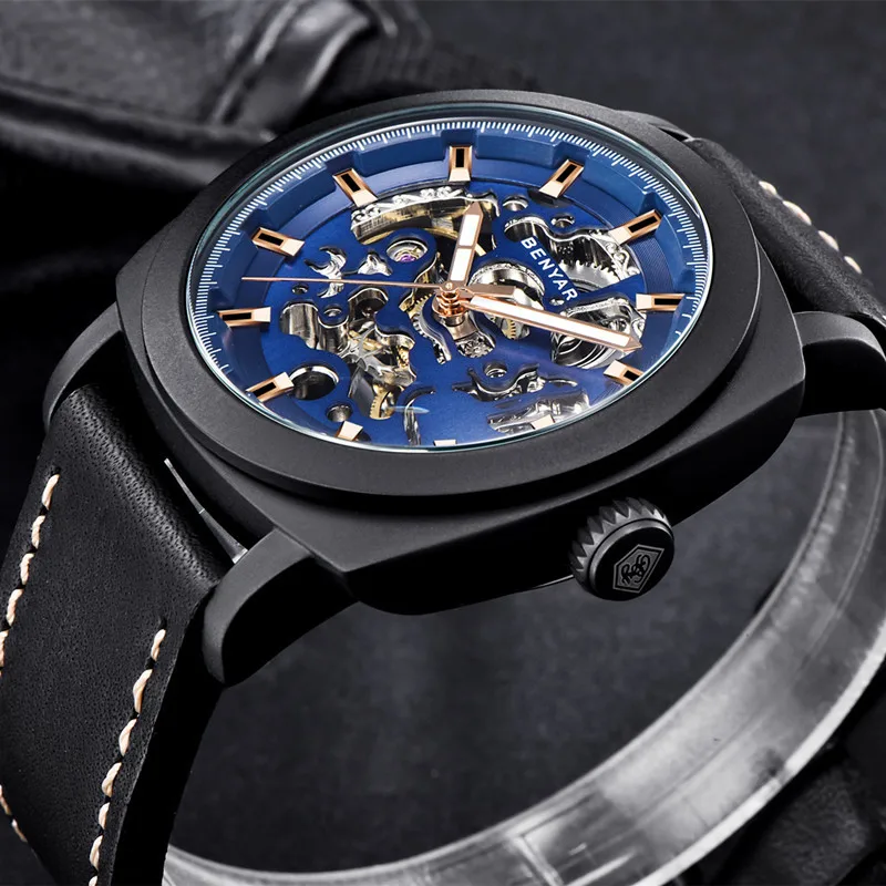 BENYAR Новые автоматические часы со скелетом мужские водонепроницаемые s Tourbillon механические часы Топ бренд Роскошные наручные часы Relogio