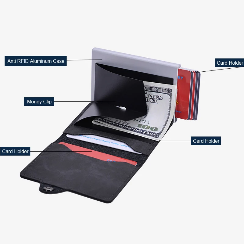 2020 Новый блокирующий RFID алюминиевый ID кредитный держатель для карт винтажный